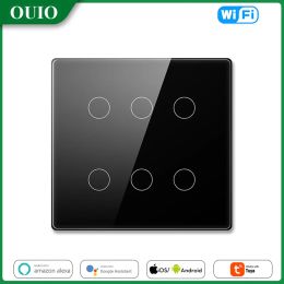 Control Brazil 4x4 Tuya WiFi Smart Light Switch 4/6 Gang Touch Panel Smart Home APP Remote Control 110220V Work with Alexa Google Home