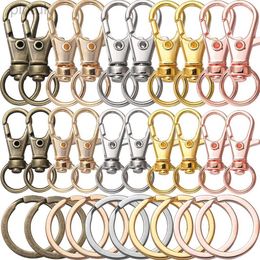 Keychains Lanyards 10/20Pcs Swivel Clasps Set Lanyard Snap Hooks with Key Chain Rings Keychain Clip Hooks for DIY Necklace Bracelet Chain Supplies ldd240312