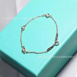 Designer tiffay and cos high-end feeling super flash three diamond bracelet female light luxury couple