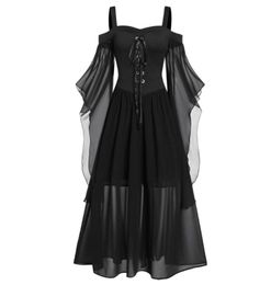 Casual Dresses Womne Dress Women Butterflies Cold Size Style Gothic Up Plus Costume Sleeve Halloween Lace Shoulder1750457