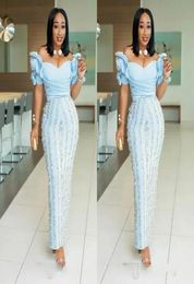 2022 Gorgeous Aso Ebi african Evening Dresses Off the Shoulder Ruched 3D Floral Plus Size Long Elegant Prom Dresses Csutom Made B03580587