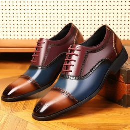 Dress Shoes Men's Brogue Leather Mixed Colour Carve Designs British Business Size 38-45