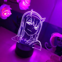 Anime Zero Two Figure 3d Lamp Nightlight Kids Child Girls Bedroom Decor Light Manga Gift Night Light Lamp Darling In The Franxx 20254d