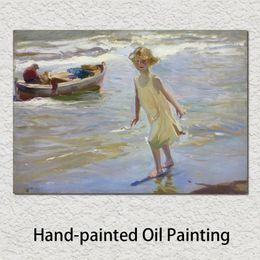 Joaquin Sorolla Bastida Paintings for Detail of Girl on The Beach Oil Canvas Modern Landscapes Art Hand Painted205G