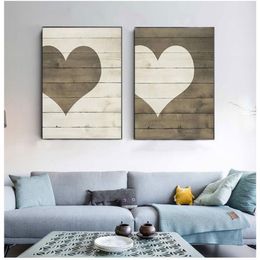 Paintings Farmhouse Heart Print Wooden Sign Wall Art Canvas Painting Decor Valentine's Day Posters Prints Pictures228m