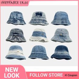 Wide Brim Hats Bucket Hats Japanese Summer Sun Hat Womens Vintage Basin Bob Panama Girls Beach Travel Outdoor Reversible Fisherman Glasses Q240312