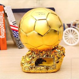 Novel Home Decoration Football DHAMPION Trophy Golden Ball Soccer Fan Souvenirs Resin Craft Keepsake Trophies gifts3187