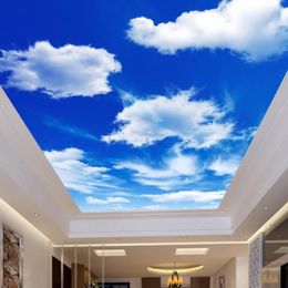 Decorazione personalizzata murale 3d soffitto murale 3d carta da parati Cielo blu e nuvole bianche soggiorno camera da letto 3d carta da parati soffitto giapponese 2800