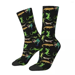 Men's Socks All Seasons Crew Stockings Gecko- Gift For Gecko Lovers Harajuku Hip Hop Long Men Women Christmas Gifts