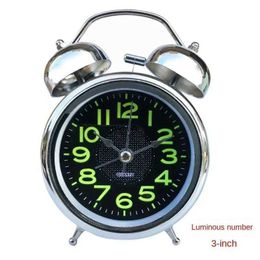 Other Clocks Accessories Super Loud Alarm Clock Metal Twin Bell Alarm Clock with Night Light Retro Bedside Clock Silent Table Desk Clocks for Home BedrooL2403