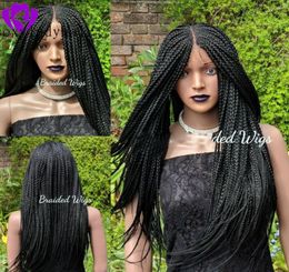 Middle part black box Braids Wigs with Baby Hair full density brazilian full lace front wig Glueless Synthetic braided Wigs for Bl8851464