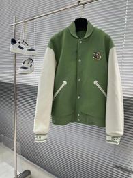 Men's Jackets 2024 Spring High End Customised Green Wool And Cashmere Material Advanced Embroidered Leisure Sports Short Jacket
