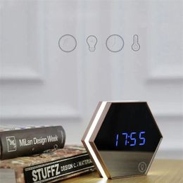 Upgrade fashion Mirror and LED Alarm Clock Touch Control LED night lights display electronic desktop Digital table clocks Vanity M250W