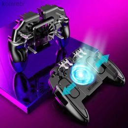 Game Controllers Joysticks M11 PUBG Mobile Joystick Controller Turnover Button Gamepad For PUBG IOS Android Six 6 Finger Operating Gamepad With Cooling Fan L24312