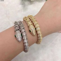 Inlaid Zircon Rose Gold Snake Shaped Bracelet for Women with Adjustable Full Diamond Silver Available in Four Colors Purchase