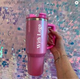 Mugs Winter PINK Parade Target Red Co 40oz Quencher H2.0 Mugs Cups travel Car cup Stainless Steel Tumblers Cups with handle Valentines Day Gift With 1 1 Same 0110 L240312