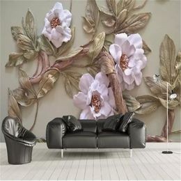 3d Wallpaper Embossed Flower Tree Living Room Bedroom Background Kitchen Decoration Painting Mural Wallpapers Wall Covering321w