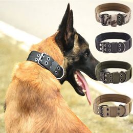 Dog Collar Adjustable Military Tactical Outdoor Training Nylon Dog Collars Durable Metal Buckle Large Medium Dogs Pet Products 201271W