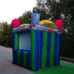 wholesale 5mLx5mWx3.5mH (16.5x16.5x11.5ft) Outdoor Advertising Inflatable Candy Booth with Strip Form China For Sales kiosk Decorations