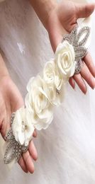 Wedding Sashes Chiffon Flowers Bridal Belt Rhinestone Dress For Bride Accessories White Ivory Black Red Silver In Stock Bulk Order9144630