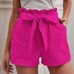 Women's Shorts Waist Shorts Pure Colour Loose Casual Short Pants Feamle Summer Streetwear Shorts ldd240312