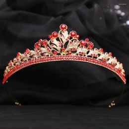 Hair Clips Simple Bridal Crown Rhinestone Leaf Wedding Accessories Round Prom Pageant Party Ladies Crystal Tiara