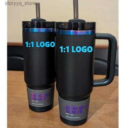 Mugs With 1 1 watermelon moonshine black chroma Mugs New 40oz Mugs Tumbler With Handle Insulated Tumblers Lids Straw Stainless Steel Coffee Termos Cup GG1121 L240312