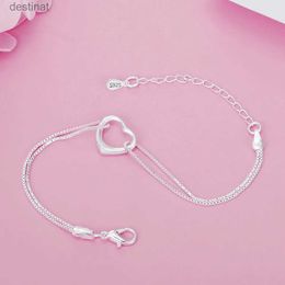 Beaded Hot charm 925 Sterling silver romantic heart bracelets for women fashion designer party wedding Jewelry Christmas giftsL24213