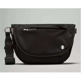 Lu Unisex Xoutdoor Bags Crossbody Gym Elastic Adjustable Strap Shoulder Chest Bag Belts Fanny Pack Black