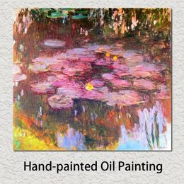 Canvas Art Oil Paintings Hand Painted Claude Monet Water Lilies Picture Reproduction for Living Room Wall Decor280o