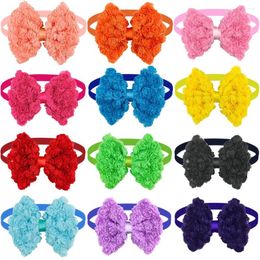 Dog Apparel 30/50pcs Valentine's Day Large Bow Tie Pet Grooming Product Chiffon Rose Style Necktie Supplies Accessories