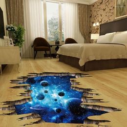 Fundecor 3d space galaxy children wall stickers for kids rooms nursery baby bedroom home decoration decals fooor murals1205z