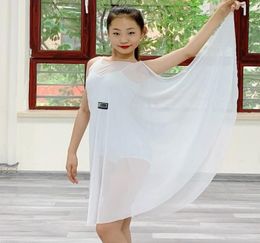 Latin Dance Dress Girls White Net Yarn Professional Competition Dresses Kids Rumba Cha Cha Samba Tango Dancing Stage Wear DN63337421360