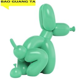 BAO GUANG TA Art Pooping Dog Art Sculpture Resin Craft Abstract Balloon Animal Figurine Statue Home Decor Valentine's Gift R1339p