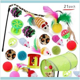 Supplies Home & Garden21Pcs Toys Kit Collapsible Tunnel Toy Fun Channel Feather Balls Mice Shape Pet Kitten Dog Cat Interactive Pl1864