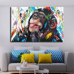 Graffiti Cute Monkey Canvas Paintings Colorful Printed Poster and Prints Painting Wall Pictures For Living Room Home Decorations192i