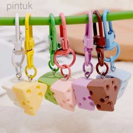 Keychains Lanyards INS Colorful Sweet Cute Creative Cheese Keychain Candy Color Versatile Cream Cheese Block Macaron System Simulated Food Pendant ldd240312