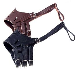 Adjustable PU Leather Dog Muzzles anti bark bite training Obedience HeadCollars for small medium large dogs 6 sizes2409