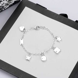 s925 silver bracelet designer heart bracelet fashion Star flower letter bangle Heart pendant clavicle chain Body Jewellery Wedding Gifts