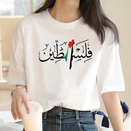 Women's T-Shirt Palestine Map Letter Printed Womens T-shirt Summer Fashion Short Sle Top Tees Casual O-Neck Harajuku Fe T-shirts L24312