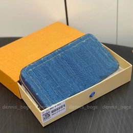 Designer Denim Wallets Blue New Fashion Coin Pocket Card Holder Interior Zipper Pocket High Quality Women Long Wallet