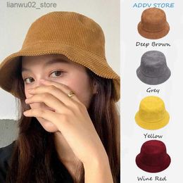 Wide Brim Hats Bucket Hats Ins Solid Colour Corduroy Fisherman Hat for Men and Women Spring/Summer Leisure 100 with Bowl and Bucket Hat Q240312