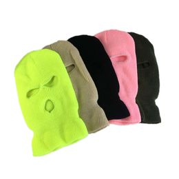 Autumn Winter Personalised Three Hole Knitted For Men Women, Outdoor Cycling, Windproof And Warm Head Cover, Masked Mask, Headband Hat 552745