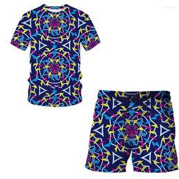 Men's Tracksuits Colorful Summer Beach Casual3D Print Fashion Small Floral Sets Jogging Suit Men Women Sport T-shirt Shorts2 Piece Collar