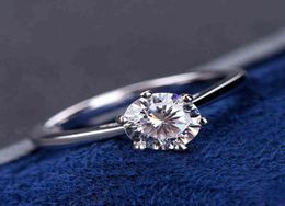 100 Real Engagement Rings Platinum Plating Sterling Silver 1CT 2CT 3CT Diamond Wedding Rings Classic 6 Prong Ring 2111204455546