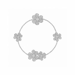 luxury classic clover bracelet designer jewelry for women silver shine crystal bling diamond VAN brand design four leaves flowers link chain bracelets bangle