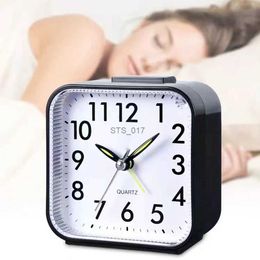 Other Clocks Accessories Square Analog Display Home Decor Bedroom Night Light Alarm Clock Daily Non Ticking Battery Operated Alarm Clock Small Night LampL2403