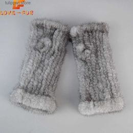 Protective Sleeves Hot Sale Real Knitted Mink Fur Gloves Winter Fingerless Gloves Mittens Arm Sleeves Female 100% Natural Mink Fur Gloves Mittens L240312