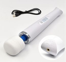 30 Speeds Cordless Magic Wand Massager Rechargeable White Muscle Relax Vibrator1105005