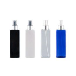 250ml Empty Refillable Square Bottles With Silver Aluminum Spray Pump Colored Plastic Cosmetic Containers For Travel Packaging Pqxps